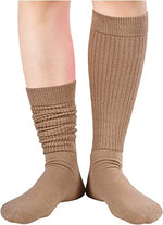 Women's Cute Mid-Calf Stacked Warm Slouch Khaki Trendy Solid Color Socks