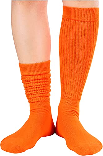 Women's Novelty Mid-Calf Stacked Slouch Warm Orange Trendy Solid Color Socks