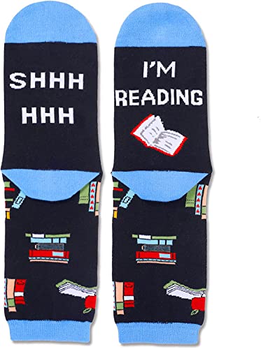 Funny Reading Socks for Women, Novelty Women's Book Socks for Book Lovers, Best Gifts For Teachers, Readers, Nerds, Writers, Authors, Librarians, Reading Lovers