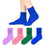 Little Girls Long Socks, Cute Slouch Socks for Girls, Kids Cotton Crew Socks, Scrunch School Socks, Gifts for Girls 6-8 Years Blue Green Pink Purple