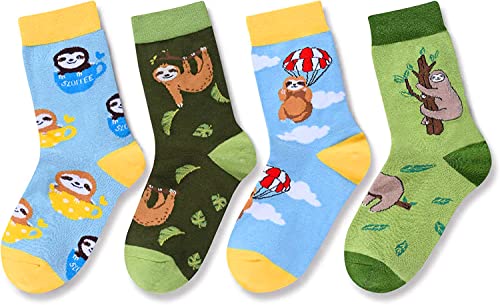 Children Crazy Warm Funny Sloth Socks Gifts for Sloth Lovers-4 Pack