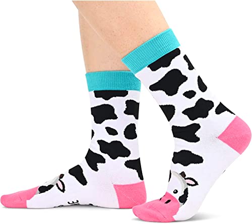 Unisex Cute Mid-Calf Knit Thick Crazy Cow Socks Gifts for Cow Lovers