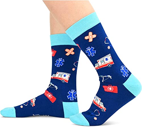 Unisex Novelty Blue Crazy Emt Socks Paramedic Gifts