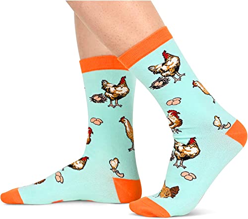 Women's Cute Mid-Calf Knit Funny Chicken Socks Gifts for Chicken Lovers