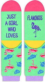 Funny Saying Flamingo Gifts for Women,Just A Girl Who Loves Flamingos,Novelty Flamingo Print Socks
