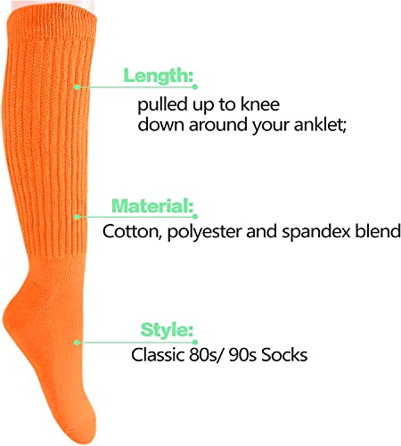 Women's Funny Mid-Calf Stacked Slouch Warm Orange Thick Trendy Solid Color Socks