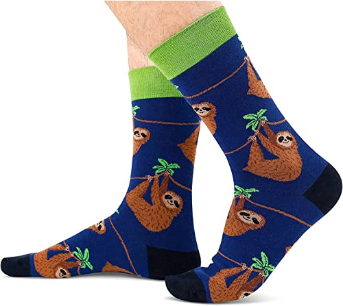 Men's Funny Fuzzy Thick Crew Pop Sloth Socks Gifts for Sloth Lovers