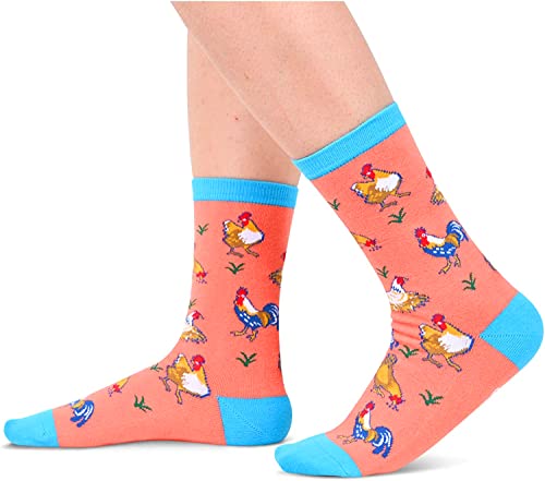 Women's Novelty Mid-Calf Knit Funny Chicken Socks Gifts for Chicken Lovers