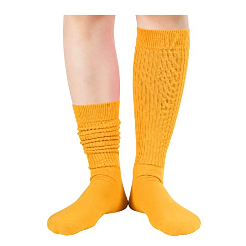 Novelty Mustard Slouch Socks For Women, Mustard Scrunch Socks For Girls, Cotton Long Tall Tube Socks, Fashion Vintage 80s Gifts, 90s Gifts, Women's Mustard Socks