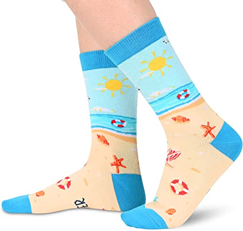 Novelty Beach Socks, Funny Beach Gifts for Beach Lovers, Sports Socks, Gifts for Men Women, unisex Beach Themed Socks, Sports Lover Gift, Silly Socks