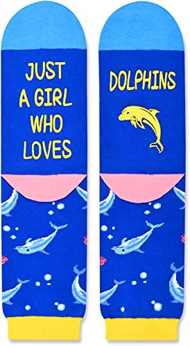 Unique Dolphin Gifts for Women Silly & Fun Dolphin Socks Silly Dolphin Gifts for Moms Marine Gift