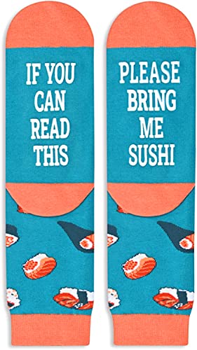 Unisex Women and Men Novelty Mid-Calf Non-Slip Funny Sushi Socks Food Gifts
