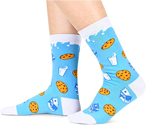 Funny Cookie Milk Socks for Women, Novelty Cookie Milk Gifts For Cookie Milk Lovers, Anniversary Gift For Her, Gift For Mom, Funny Food Socks, Womens Cookie Milk Themed Socks