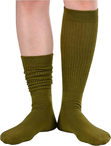 Novelty Army Green Slouch Socks For Women, Army Green Scrunch Socks For Girls, Cotton Long Tall Tube Socks, Fashion Vintage 80s Gifts, 90s Gifts, Women's Army Green Socks
