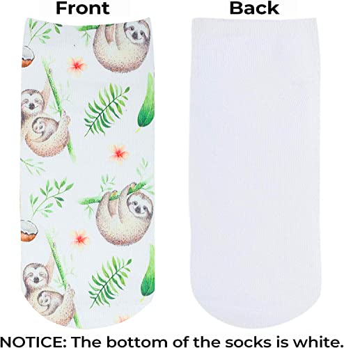 Women's Crazy Low Cut Ankle Crew Unique Sloth Socks Gifts for Sloth Lovers-5 Pack