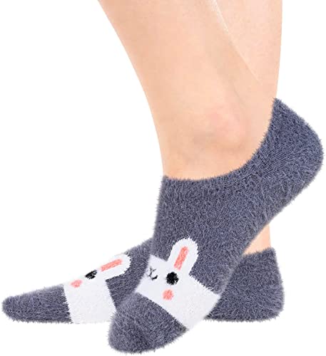 Women's Fuzzy Fluffy Slipper Foozy Animals Socks Gifts-5 Pack