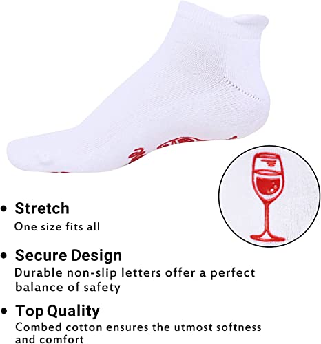 Women Men Novelty Non-Slip White Thick Funny Wine Socks Gifts for Wine Lovers