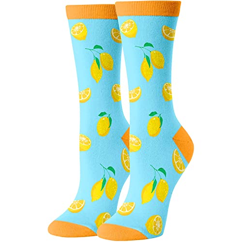 Lemon Gifts Women's Funny Fruit Socks Lemon Gifts for Lemon Lovers Lemon Themed Socks for Women