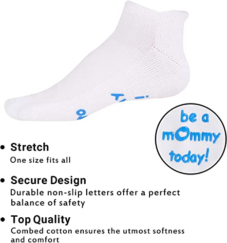 Women's Cute Warm Thick White Funny Pregnancy Blue Mommy Today Socks New Mum Gifts