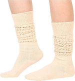Funny Cream Socks for Women Teen Girls, Cream Slouch Socks, Cream Scrunch Socks, Thick Long High Knit Socks, Gifts for the 80s 90s, Vintage Solid Color Socks