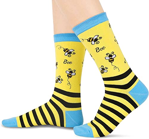 Women's Funny Slipper Crazy Striped Bee Socks Gifts for Bee Lovers