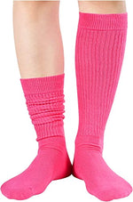 Novelty Hot Pink Slouch Socks For Women, Hot Pink Scrunch Socks For Girls, Cotton Long Tall Tube Socks, Fashion Vintage 80s Gifts, 90s Gifts, Women's Hot Pink Socks