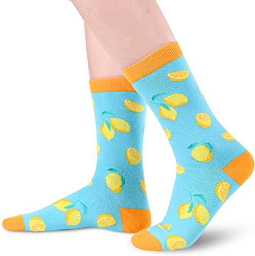 Lemon Gifts Women's Funny Fruit Socks Lemon Gifts for Lemon Lovers Lemon Themed Socks for Women