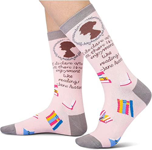 Funny Jane Austen Socks, Book Socks, Women Literary Socks, Library Socks, Jane Austen Gifts for Women Teen Girls Students, Book Lover Gift