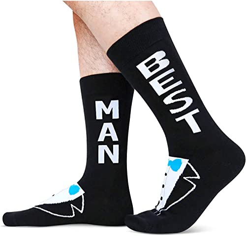 Men's Novelty Black Crew Crazy Groomsmen Socks Bachelor Party Gifts
