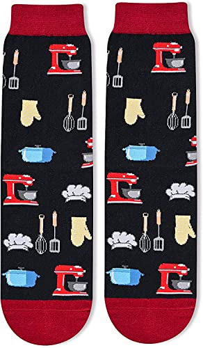 Unisex Cooking Socks, Cooking Gifts for Chefs, Pastry Chefs, Cooks, Bakers, Cookie Bakers, Cooking Enthusiasts, Bread Makers, Novelty Women Men