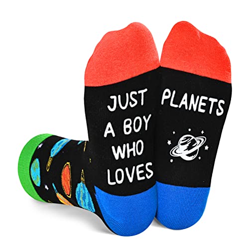 Crazy Space Socks for Kids, Silly Funny Novelty Boys Socks, Planet Socks, Cool Kids Gifts, Outer Space Gifts, Astronomy Gifts for Boys 7-10 Years Old Boys