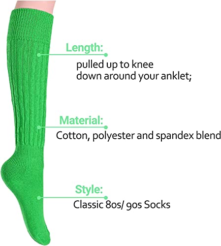 Funny Dark Green Socks for Women Teen Girls, Dark Green Slouch Socks, Dark Green Scrunch Socks, Thick Long High Knit Socks, Gifts for the 80s 90s, Vintage Solid Color Socks