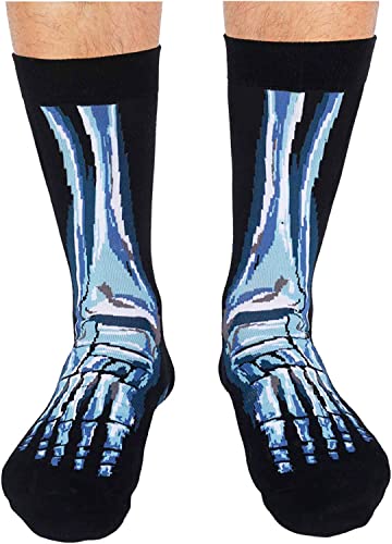 Skeleton Socks, Bone Socks, X-Ray Socks, Funny Halloween Socks for Men, Spooky Gifts, Silly Halloween Gifts for Men