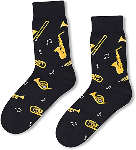 Gifts for Musicians, Funny Trumpet Socks for Men, Perfect Music Themed Gift for Jazz Lovers, Ideal Trumpet Player's Present, Novelty Men's Trumpet Socks Saxophone Gift, Trombone Gift