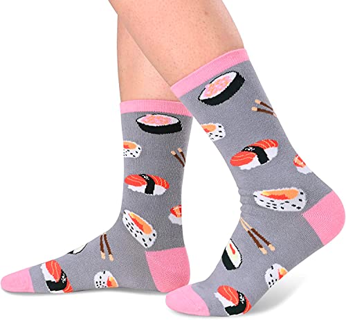 Funny Sushi Socks for Women, Novelty Sushi Gifts for Sushi lovers, Anniversary Gift for Her, Gift for Mom, Funny Food Socks, Womens Sushi Themed Socks