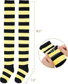 7 Pair Striped Thigh High Socks, Knee High Socks for Women Teen Girls, School Socks, Long Socks Over the Knee Socks