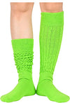 Funny Green Socks for Women Teen Girls, Green Slouch Socks, Green Scrunch Socks, Thick Long High Knit Socks, Gifts for the 80s 90s, Vintage Solid Color Socks