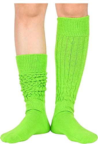 Women's Novelty Mid-Calf Stacked Slouch Warm Green Thick Trendy Solid Color Socks