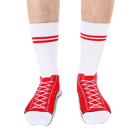 Men's Funny Mid-Calf Warm Red Crazy Sneakers Socks