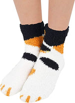 Women's Cozy Fuzzy Fluffy Warm Slipper Unique Cat Paw Socks-6 Pack