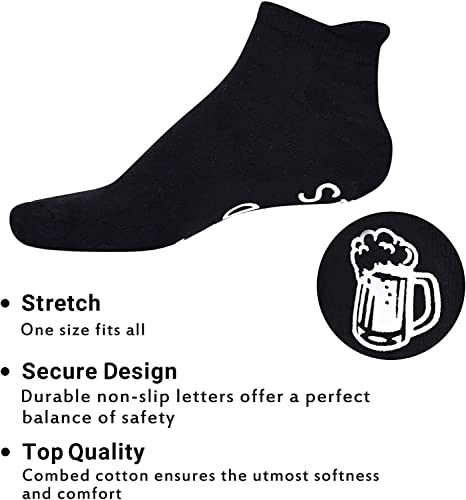 Unisex Women and Men Cool Non-Slip Black Thick Funny Beer Socks Gifts for Beer Lovers