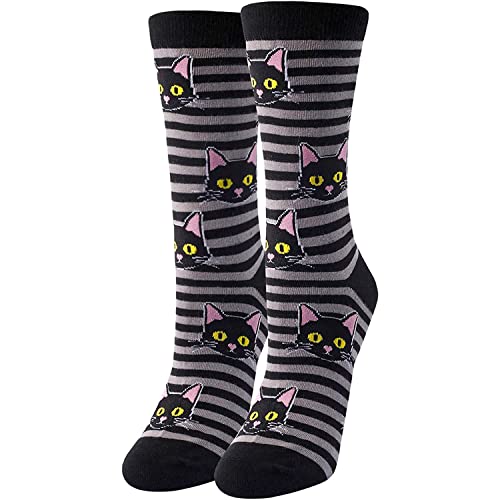 Women's Crazy Thick Black Novelty Cat Socks Gifts For Cat Lovers