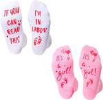 Women's Funny Non-Skid Pink Pregnancy Socks Gifts For Pregnant Wife-2 Pack