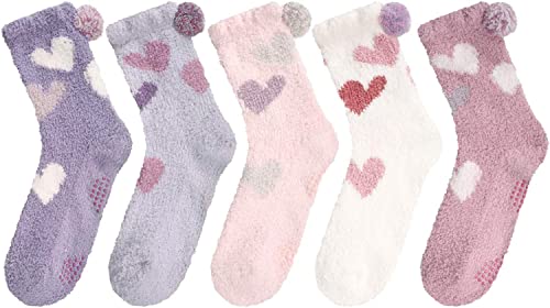 Fuzzy Anti-Slip Socks for Women Girls, Cozy Slipper Socks with Gripper –  Happypop