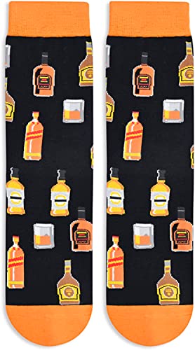 Unisex Women and Men Novelty Mid-Calf Non-Slip Cozy Bourbon Whiskey Socks Gifts