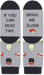 Funny Sushi Socks for Unisex Adult Who Love Sushi, Novelty Sushi Gifts,Men Women Gag Gifts, Gifts for Sushi Lovers, Funny Sayings If You Can Read This, Bring Me Sushi Socks