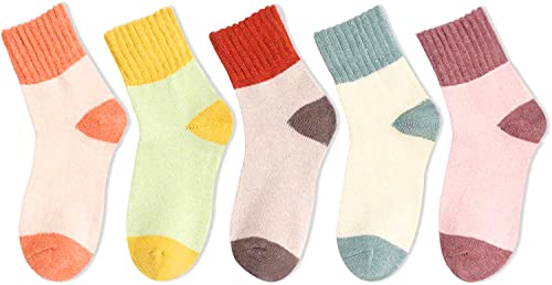Women's Cozy Thick Wool Stylish Light Color Socks Gifts-5 Pack