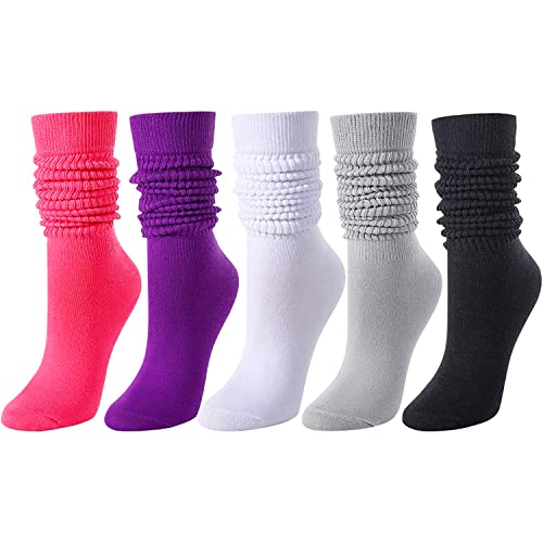 Women's Crazy Stacked Thick Slouch Trendy Assorted Socks Gifts-5 Pack