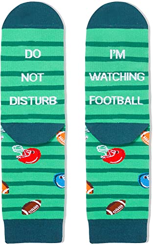 Men's Funny Green Cute Football Socks Gifts for Football Lovers