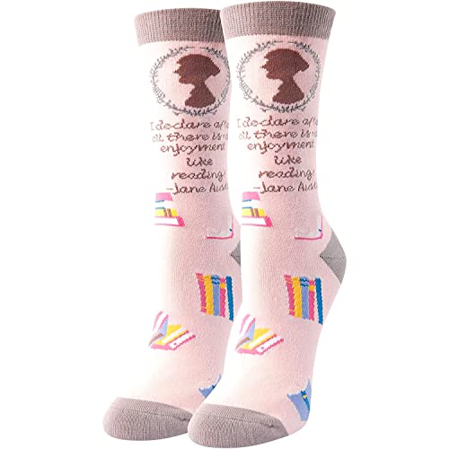 Funny Jane Austen Socks, Book Socks, Women Literary Socks, Library Socks, Jane Austen Gifts for Women Teen Girls Students, Book Lover Gift